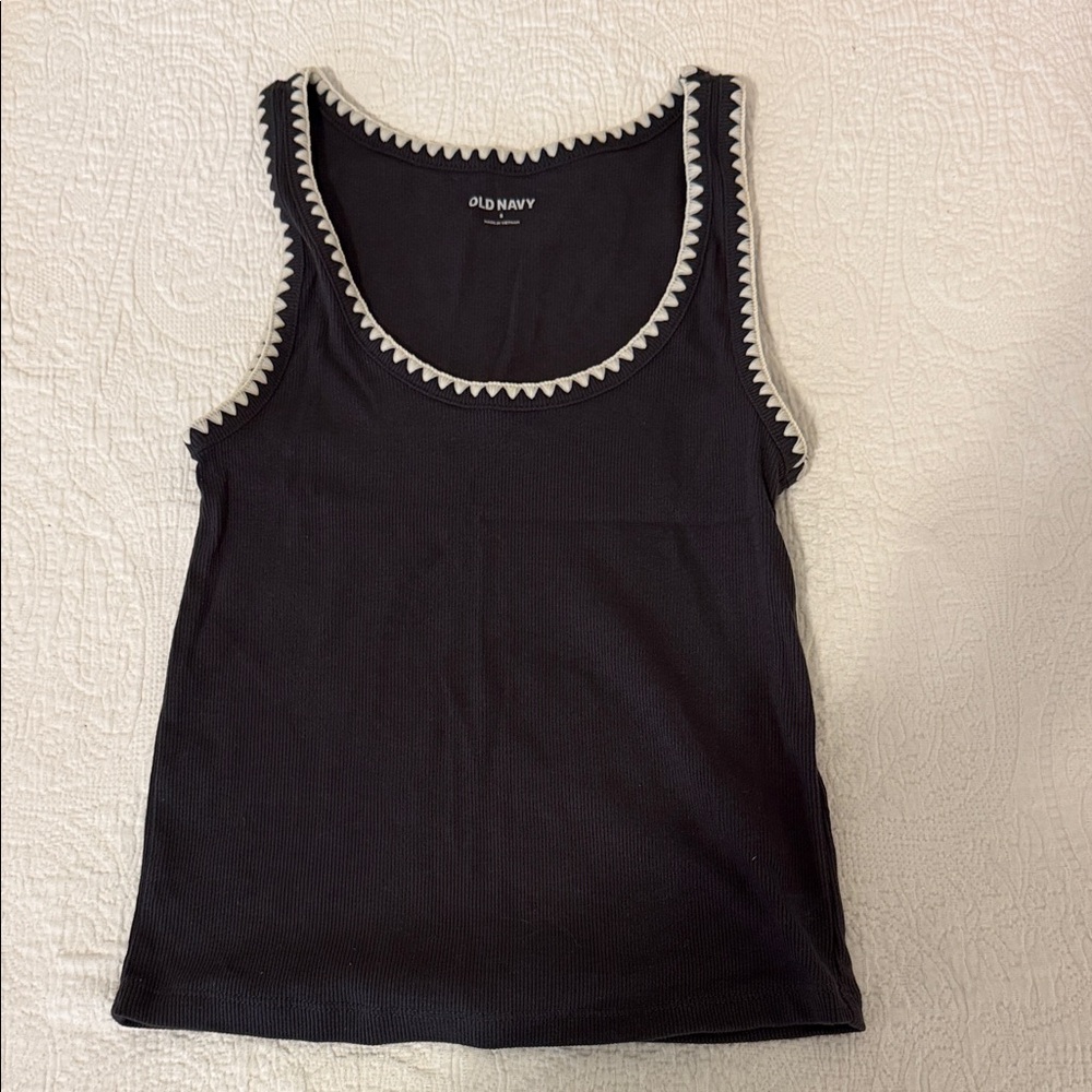 Old Navy Grey Tank Top with White Trim